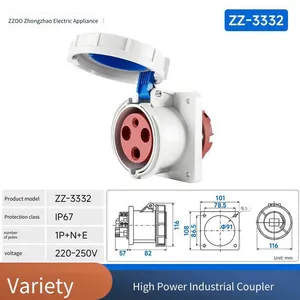 Aviation Industry 3-pin Plugs and Sockets for Outdoor Use, Ip67 Rated, Fireproof and Flame-retardant, Cqc Certified by Zhongzhao Electrical Appliances thumbnail-5