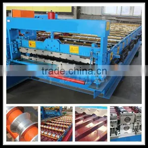 High Speed, 45# Forge Steel and 4 Post Shear Corrugated Roof Roll Forming Machine thumbnail-1