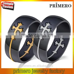 Unique Charming Jewelry for Men and Women Detachable Cross High Polished Stainless Steel Gold Silver Plated Rings thumbnail-1