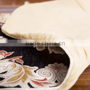 Plus 100% Linen Table Runner Pure Natural Linen Hemstitch Table Runner Black Flower Linen Table Runner thumbnail-3
