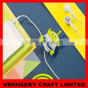 Customized Shape and Logo Soft Pvc Rubber Earphones Headphones Cable Winder thumbnail-1