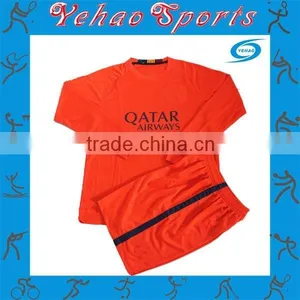 Long Sleeve Soccer Uniform Sublimation Color Orange for Sale thumbnail-1