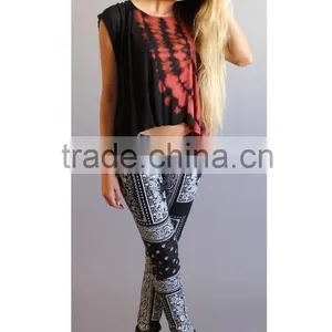 Women Stretch Denim Jeans Bandana Style in Black & White thumbnail-2