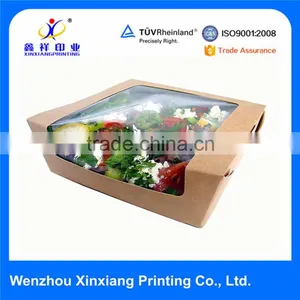 Custom Food Packaging Kraft Salad Box With Window for Take Away thumbnail-3