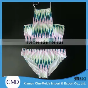 Wavy Print High-neck Halter Ladies Bikini thumbnail-1
