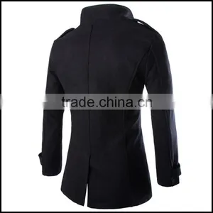 Custom Made Trench Coats Mens Woolen Formal Outerwear Winter Pea Overcoat Double Breasted Trench Coats thumbnail-4