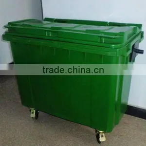 With Wheels and Lid, Outdoor 660L Plastic Trash Can thumbnail-1
