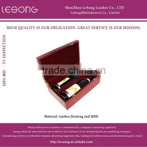 High Quality Faux Leather Wine Box/Wooden Wine Carrier/Double Wine Case thumbnail-1