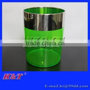 Awesome Green Acrylic Plastic and Stainless Steel Dustbin thumbnail-1