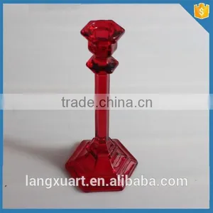 LX-A004 Hand Painted Pressed Octagonal Bottom Glass Taper Candle Holder thumbnail-2