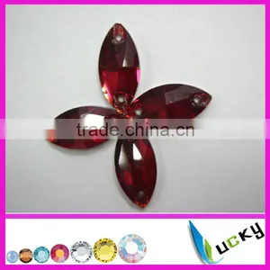 Highest Quality Sew-on Crystal Beads Number 3066# Boat Shape Siam Colour for Garment thumbnail-1