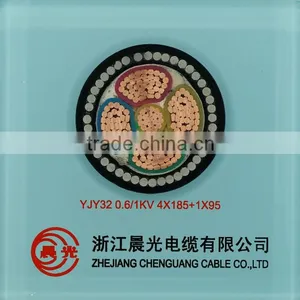 0.6/1kV XLPE Insulated Copper Core XLPE Sheathed Fine Steel Armored Power Cable 4*185mm2+1*95mm2 YJY32 thumbnail-1
