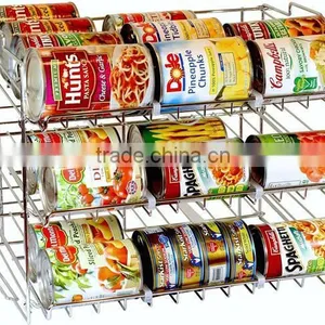 Chrome Wire Stackalbe Can Organizer Rack thumbnail-1