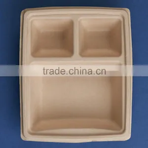 BX-97-3-UB Three Parts Unbleached Disposable Fast Food Bagasse Box thumbnail-3