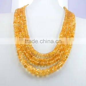 Natural Citrine Faceted Roundel Beads, Citrine Gemstone, Yellow Beads thumbnail-5