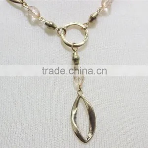 Gold Metal Charm Necklace Peach Acrylic Bead Short Simple Chain Gold Metal Necklace 2016 Fashion Style Wholesale thumbnail-3