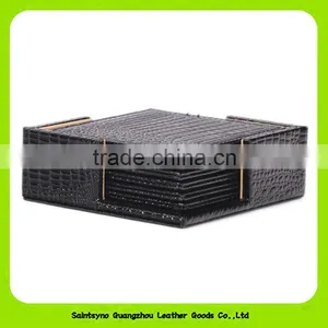 China Supplier Economic Square Pu Leather Coaster Wholesales Price 16035 thumbnail-4