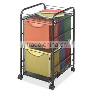 Icegreen Office Use Black Mesh Letter Size File Cart With 2 File Drawers thumbnail-1