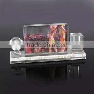 2016 China New Innovative Product Crystal Pen Holder With Hot Photo and Clock thumbnail-1