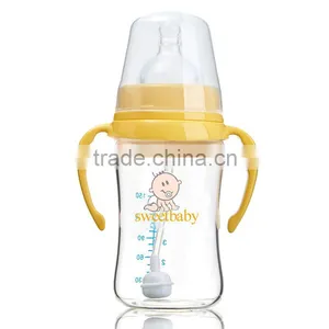 Babies Product Wide Neck Pyrex Glass Baby Feeder Bottles With Handle thumbnail-4