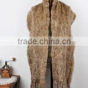 Wholesale Knitted Real Rabbit Fur Scarf for Girls thumbnail-4
