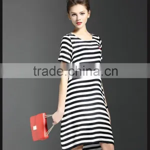 Women's Clothing Casual Temperament Simple Sexy Short-sleeved Striped Dress Spring Summer Wild thumbnail-1