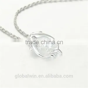 S925 Sterling Silver Lovely Animel Dolphins Crystal Pendant For Necklace thumbnail-4