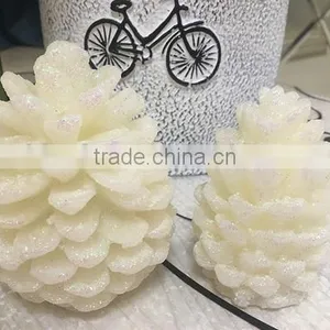 3.25" White Battery Operated Flameless LED Lighted Flickering Pine Cone Christmas Candle thumbnail-1