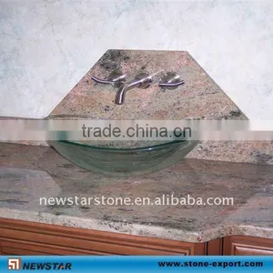 Red Multicolour Vanity Tops With Glass Sink thumbnail-1