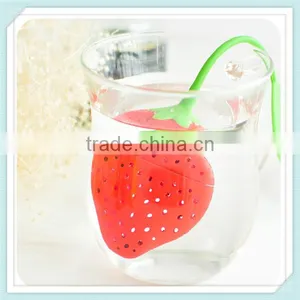 FDA/LFGB Cute Strawberry Shape Silicone Tea Tool Silicone Tea Infuser thumbnail-1