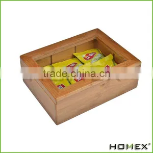 Function Bamboo Tea Box Bag Storage Box With 6 Divide /Homex_Factory thumbnail-1