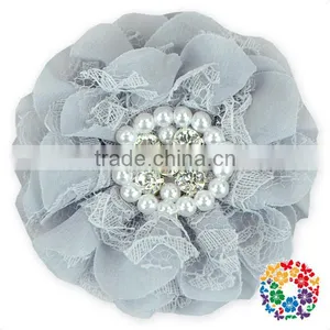 16 Different Colors Ribbon Silk Flower Wedding Party Decoration Rhinestone Flowers thumbnail-1