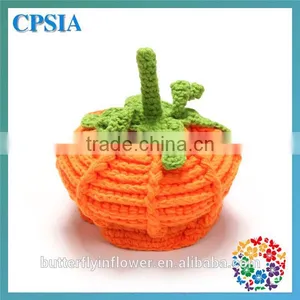 Cute Halloween Pumpkin Design Photo Prop Handmade Knitted Baby Crochet Hats thumbnail-1