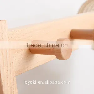 Solid Beech Wood Coat Rack Hat Purse Display Stand With Shoe Bench Entry Way Coat Rack thumbnail-5