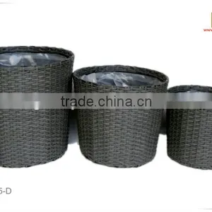 Round PE/Plastic Rattan With Liner Deco Basket thumbnail-1
