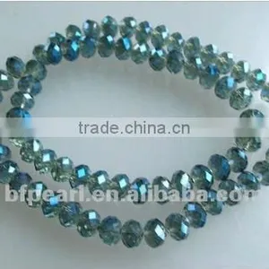 Wholesale 16" 6mm Silver Teal Faceted Rondelle Chinese Crystal Beads thumbnail-1