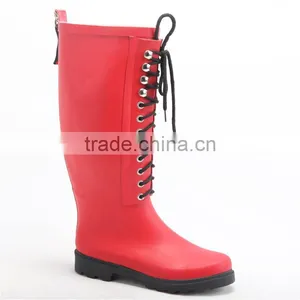Woman Rubber Rain Boots With Lace up thumbnail-1