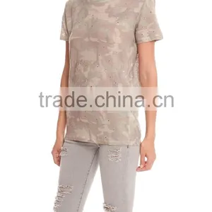 Best Selling Lady Sublimation Camo T-shirt Customized Cheap Price thumbnail-2