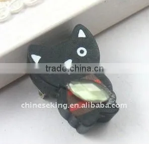Wood Cat Brooch Pin Crystal Paved Animal Brooch Pin thumbnail-1