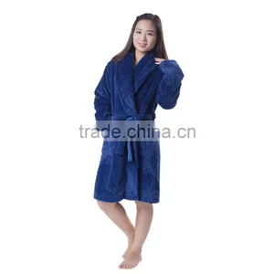 Navy Color Women Fleece Sexy Night Wear Dress thumbnail-2