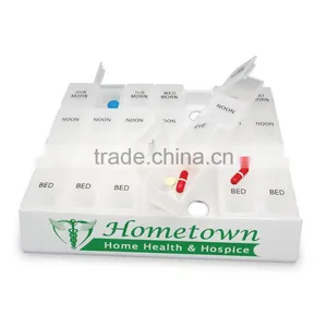 Jumbo 24/7 Medicine Tray Organizer - Holds Seven Removable, Four-compartment Pill Boxes and Comes With Your Logo thumbnail-1
