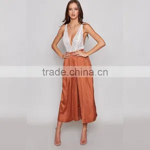 Newest Spring Summer Satin Wide Leg Floaty Pants for Women thumbnail-2