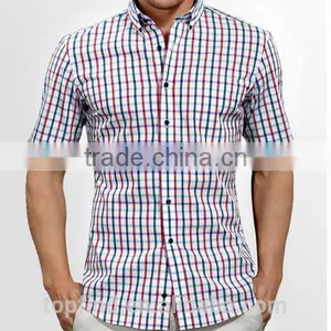 2016 New Design Fashionable Style Slim Fit Plaids Short Shirts for Men thumbnail-1