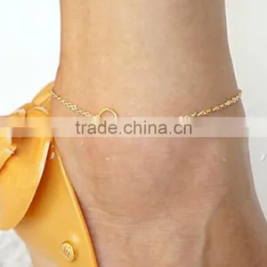 Women Gold Plated Simple O Ring Circle Anklet Barefoot Chain Jewelry thumbnail-2