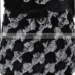 YR262 Real Rabbit Raccoon Fur Hooded Knit Fur Waistcoat thumbnail-4