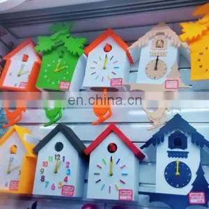 Plastic Candy Color House Shape Cuckoo Wall Clock thumbnail-2