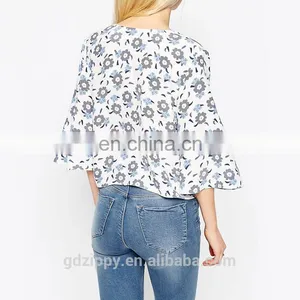 Oversize Plus Size Floral Print Shirt Women Long Sleeve Chiffon Blouse thumbnail-3