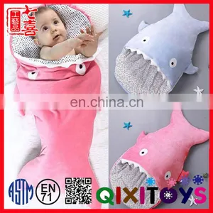 2017 Hot Selling Wholesale New Born Baby Blanket Animal Shark Head Plush Baby Swaddle Blanket thumbnail-1