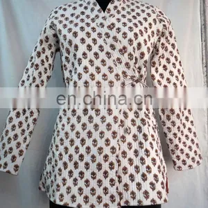 Cotton Quilted Kimono Style Women Jacket Secy Reversible Coat thumbnail-1