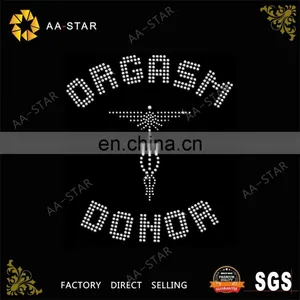 Hot Sale ORGASM DONOR Letters Fashion Heat Transfers Strass Motif thumbnail-1
